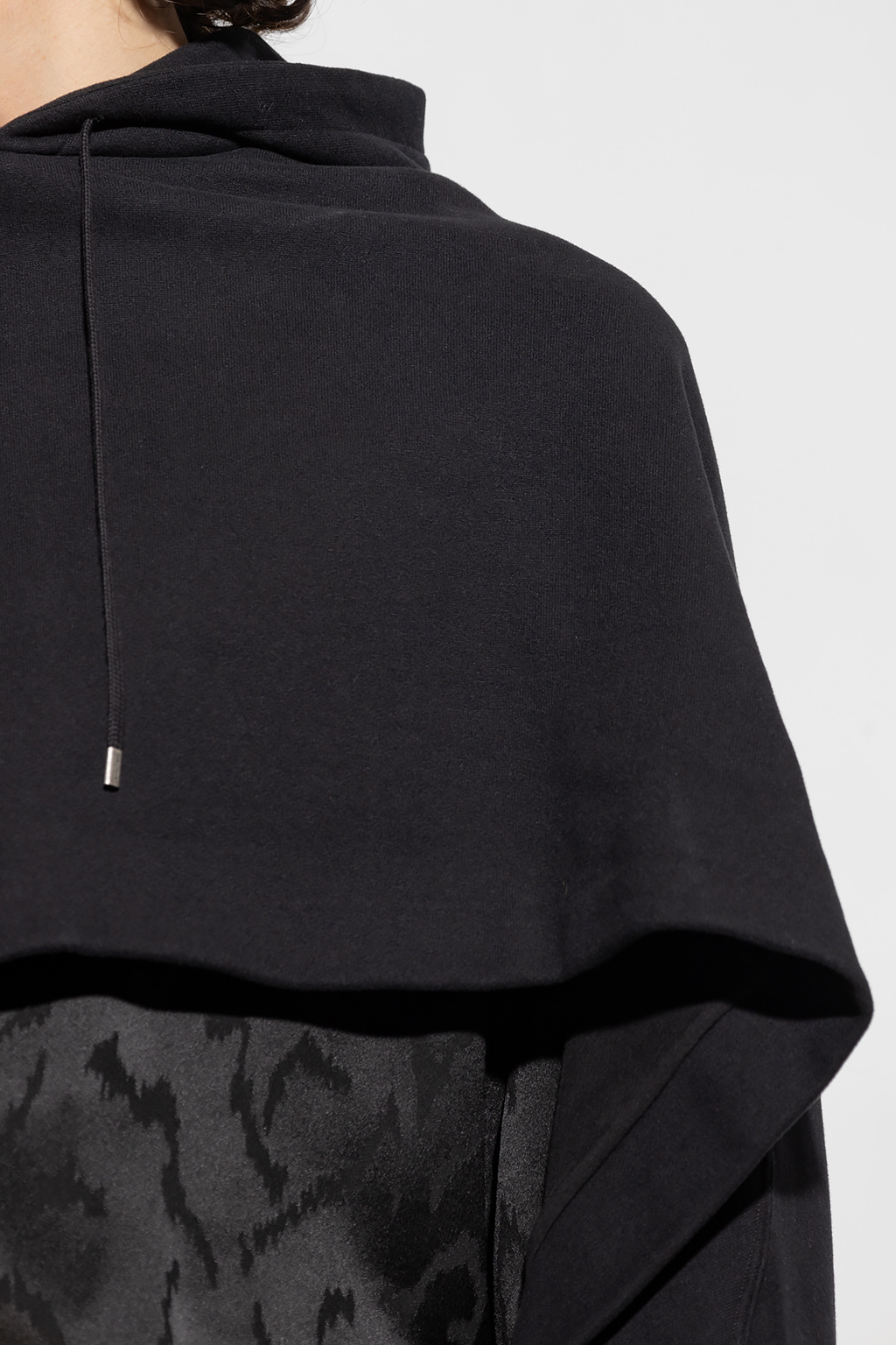 Saint Laurent Asymmetric Cotton Cape In Black