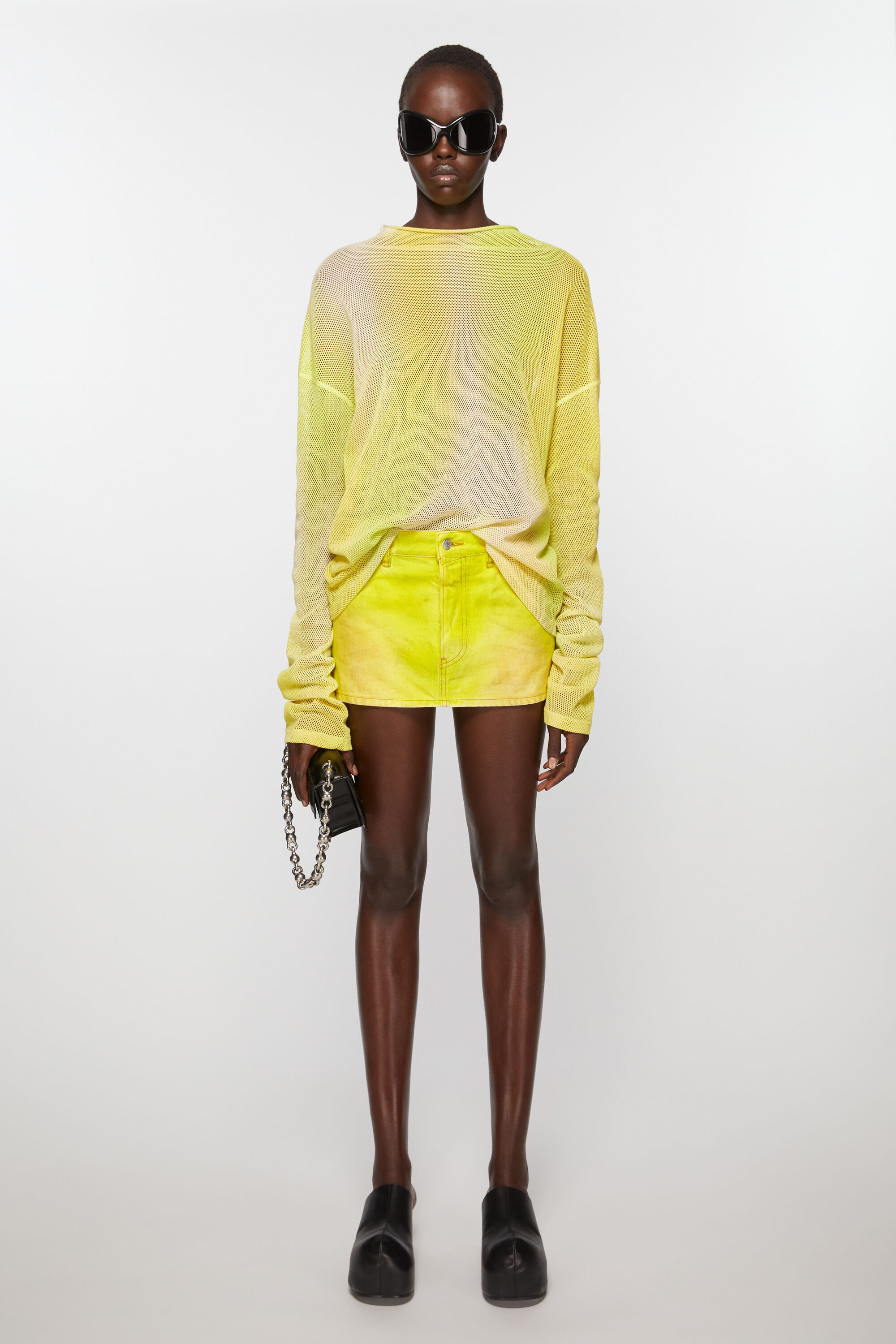 Acne Studios Denim Mini Skirt In Yellow