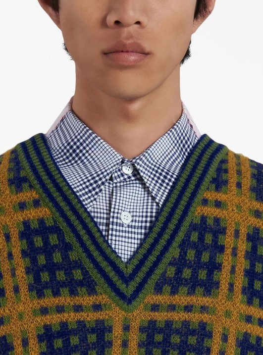 Marni Check-pattern Pullover In Black