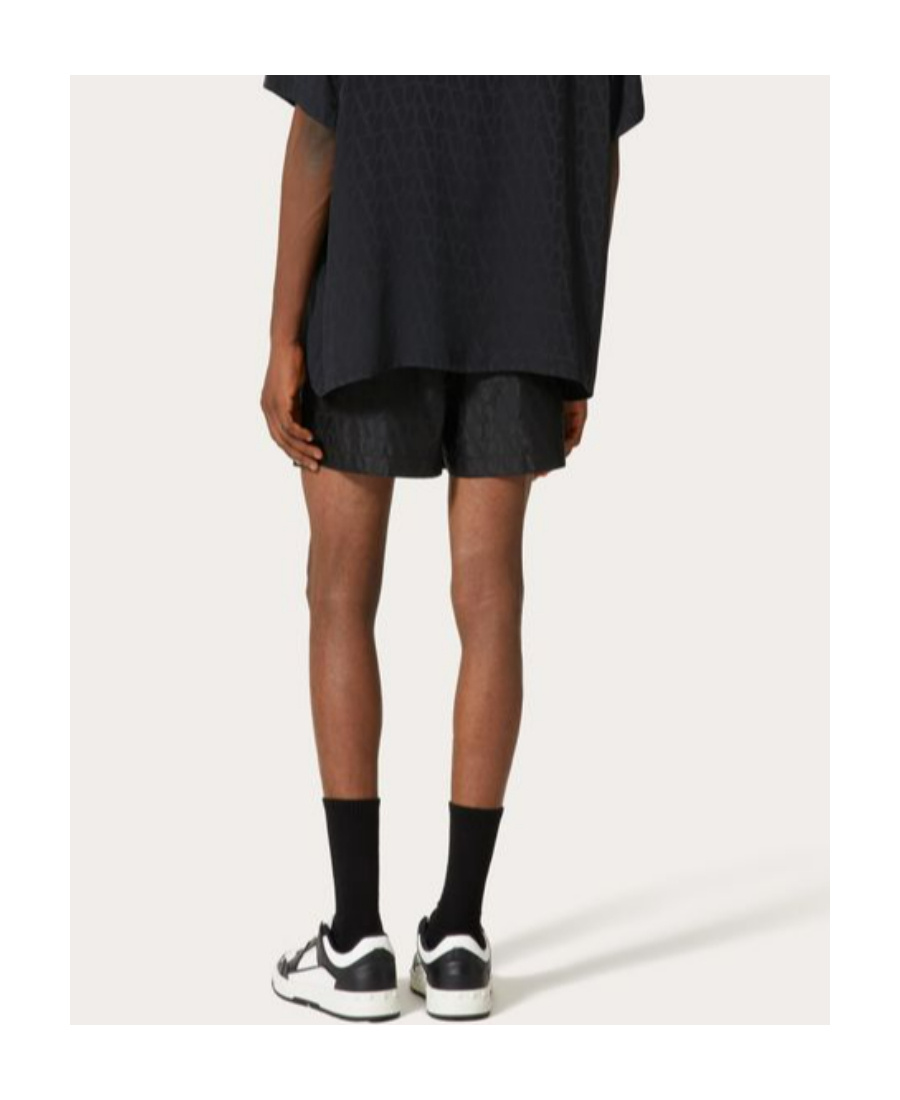 Valentino Nylon Swimsuit With Toile Iconographe Print In Black