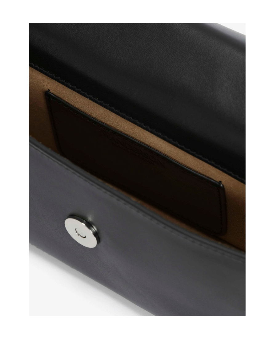 Jw Anderson Logo Plaque Chain Detailed Shoulder Bag In Black