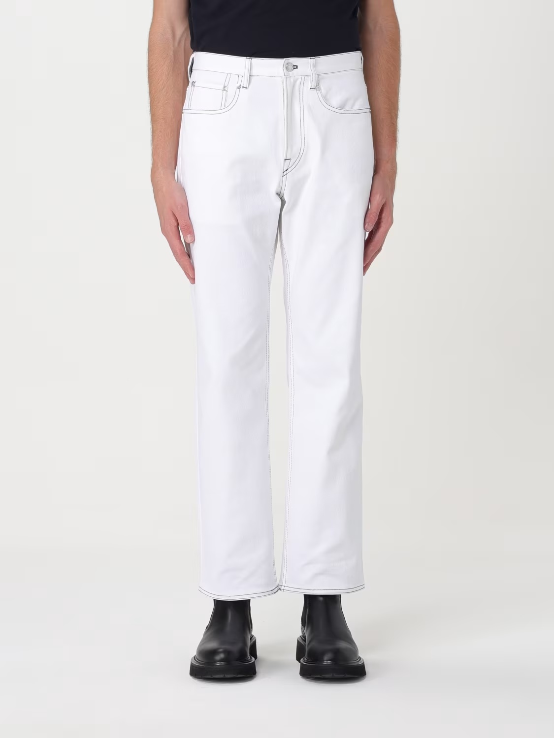 Paul Smith Contrast-stitching Straight-leg Jeans In White
