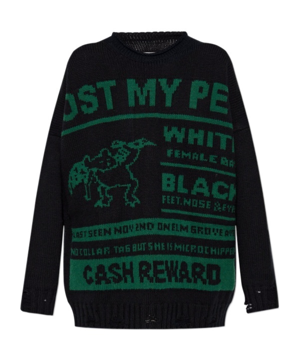 Shop Mm6 Maison Margiela Wool Jacquard Jumper In Black