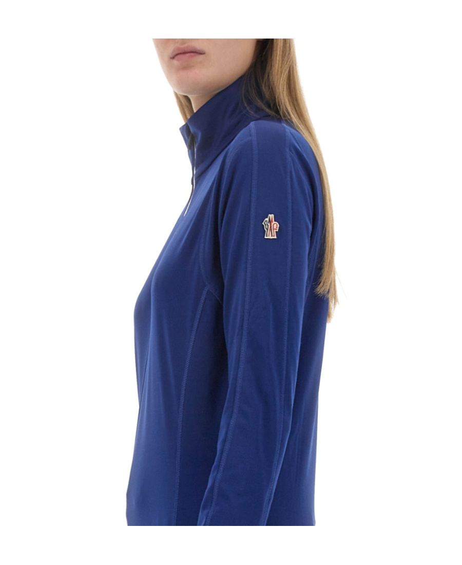 Moncler Zipper Long-sleeved Sweater In Blue