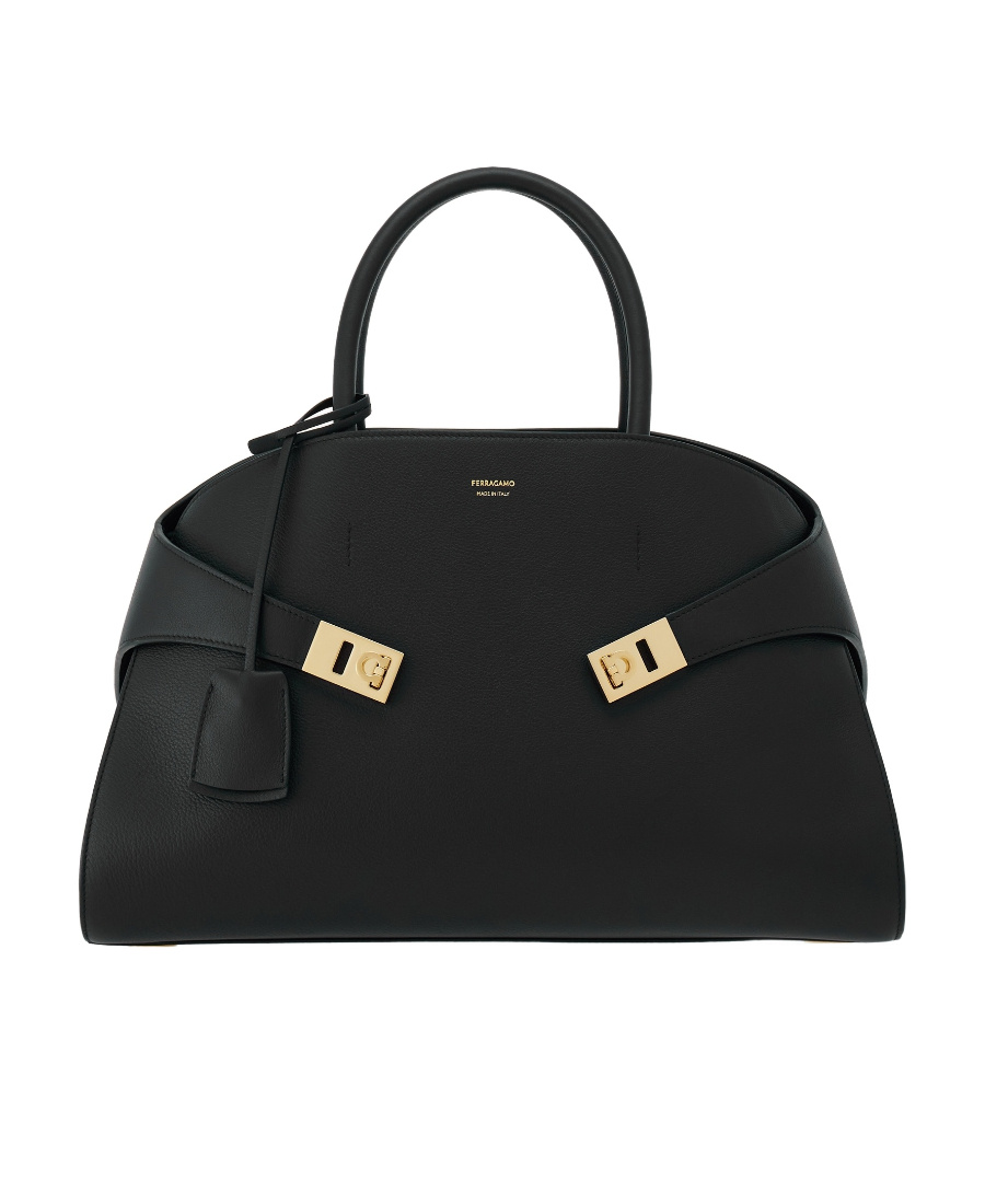 Ferragamo Mini Clutch Embellished Gancini Buckles In Black
