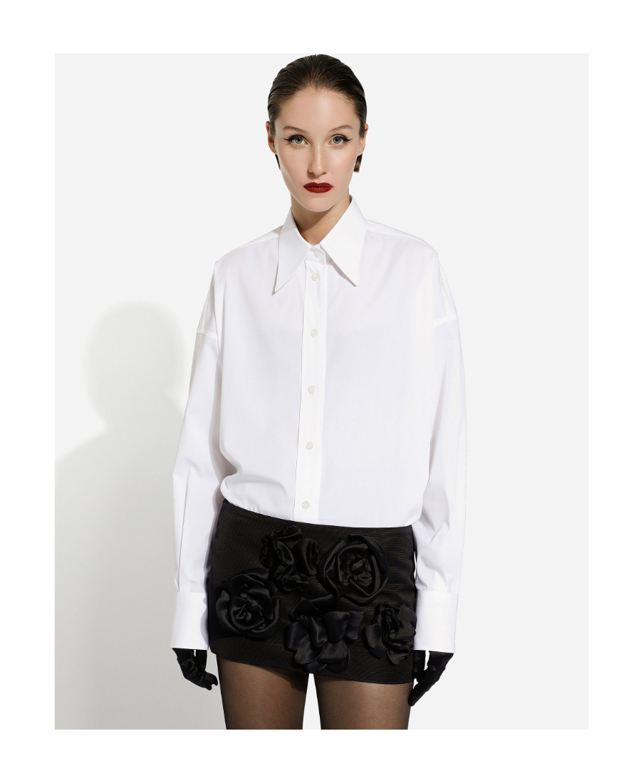 Dolce & Gabbana Ottoman Miniskirt With Flowers In Black