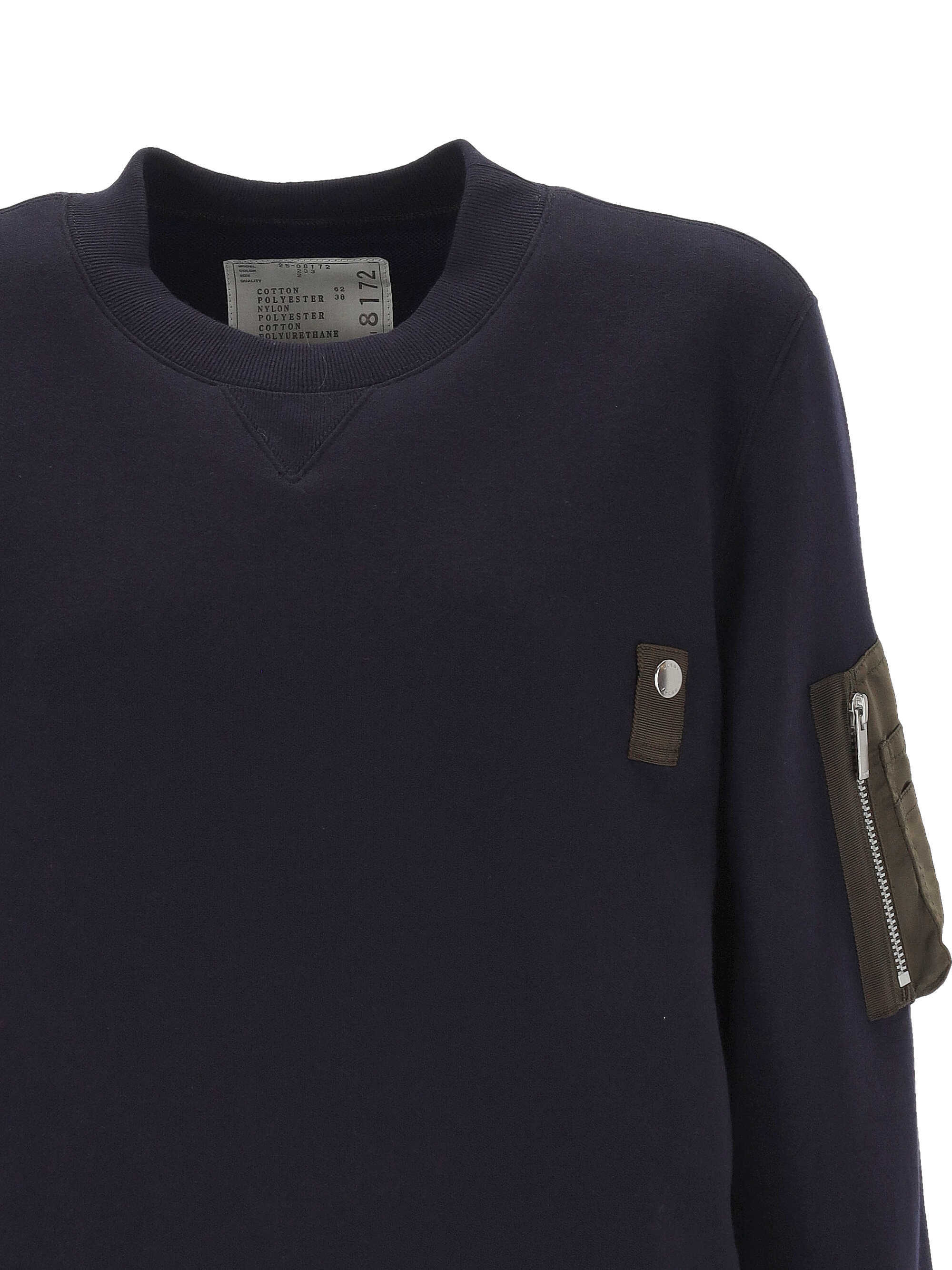 Sacai Long-sleeved Sweatshirt In Blue