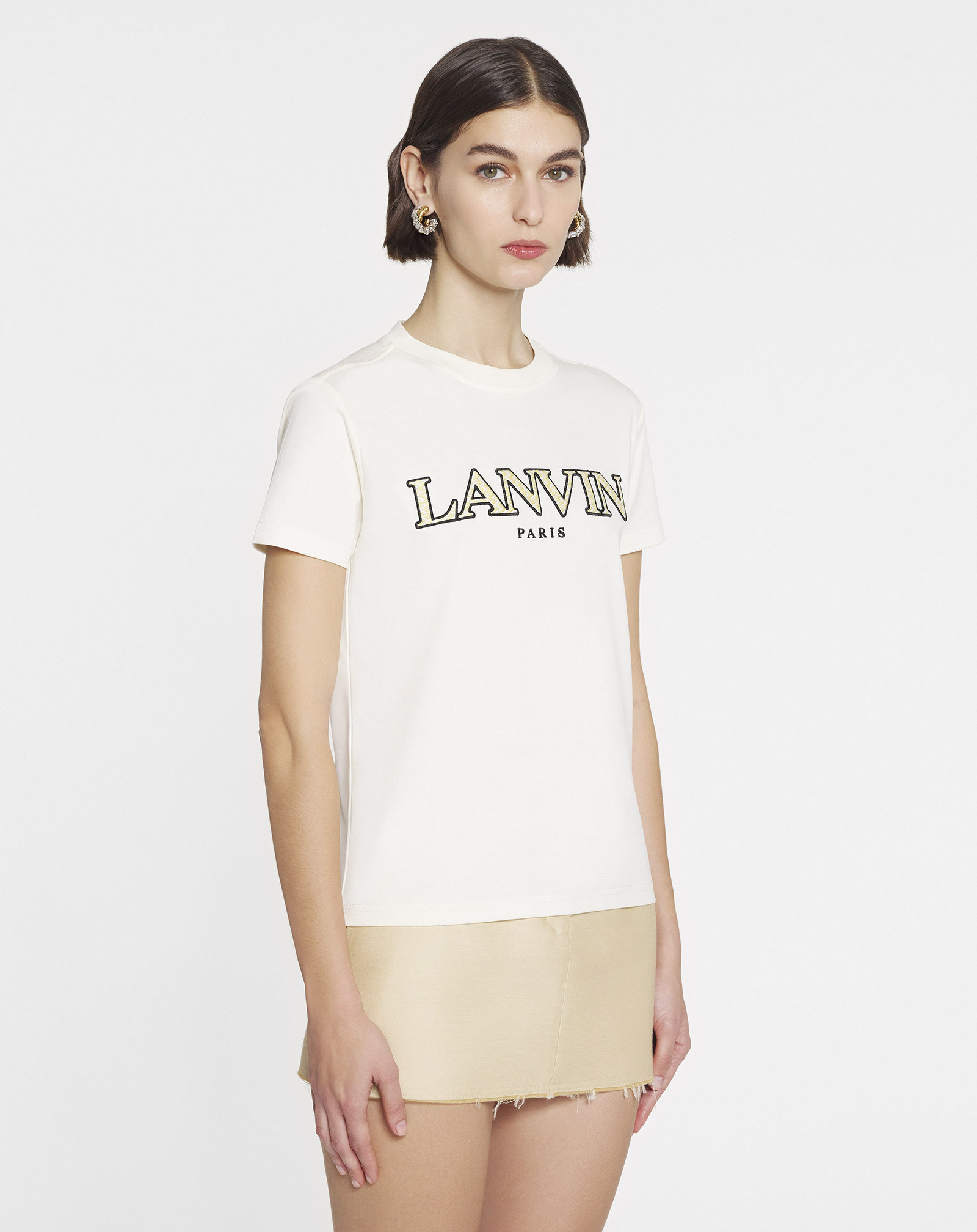 Lanvin Logo Embroidered Crewneck T-shirt In White