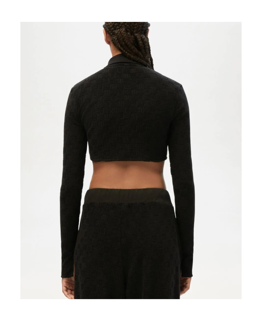 Shop Ambush Monogram Zip Up Fitted Top Black Black