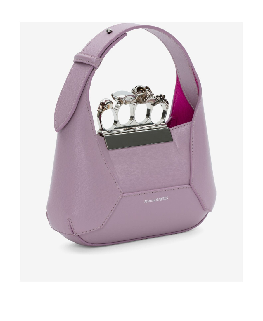 Alexander Mcqueen Skull Jeweled Mini Chain Hobo Bag In Pink