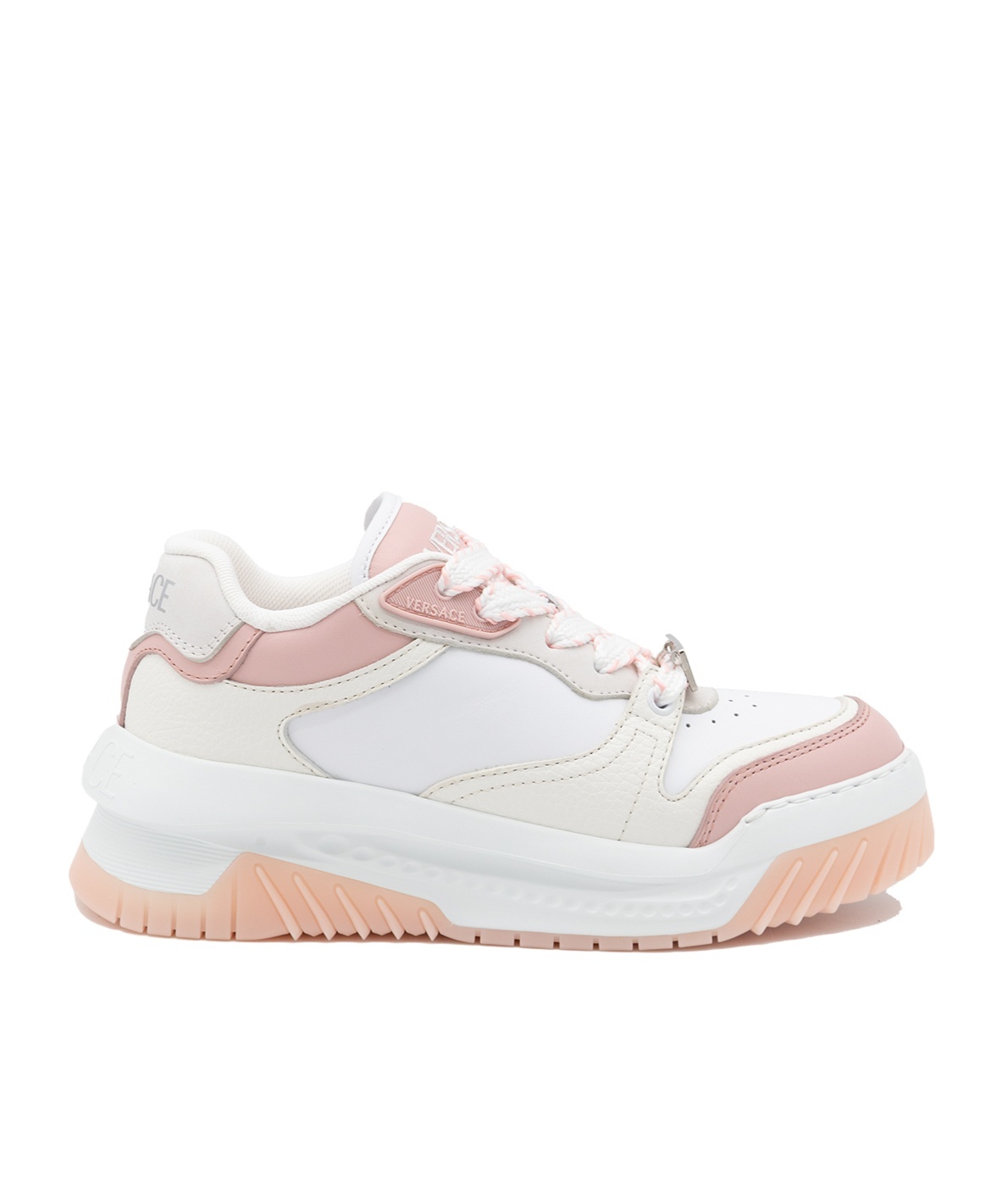 Versace Leather Sneakers With Greca Detail In White