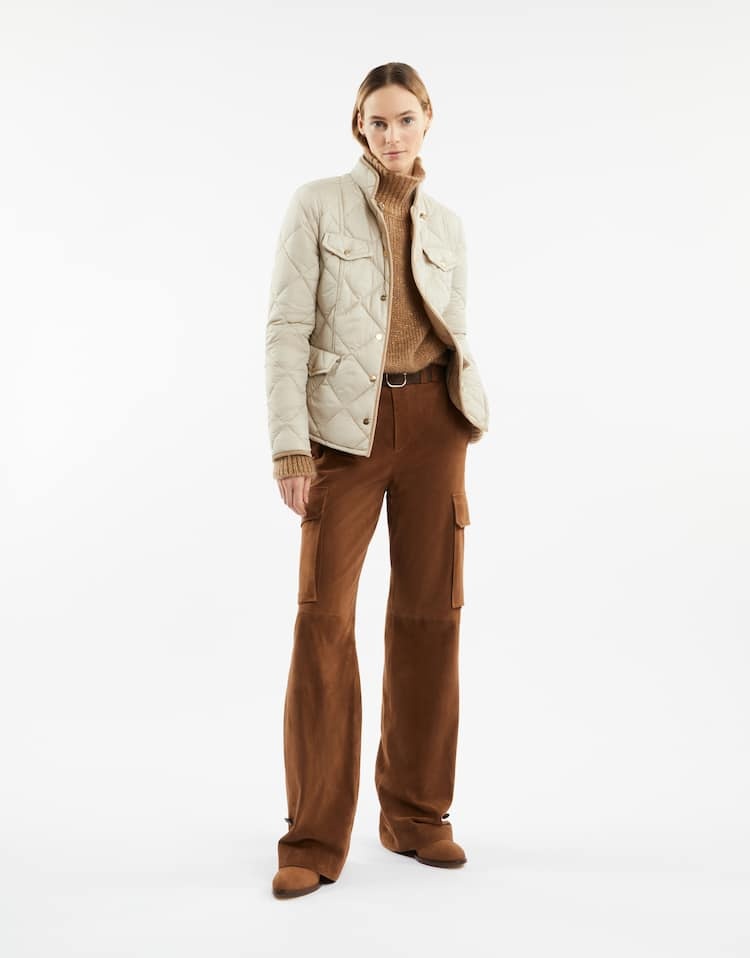 Fay Long-sleeved Quilted Cotton Clothes In Nude