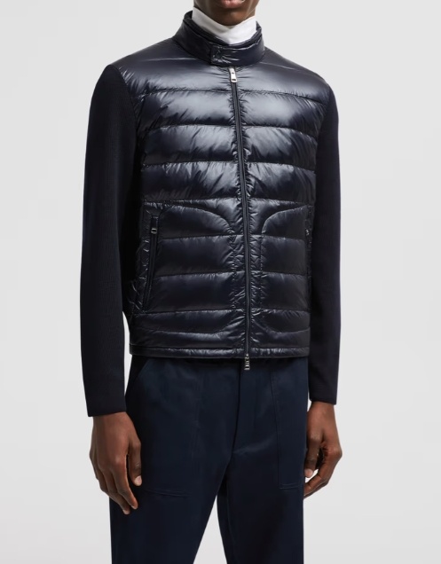 Moncler Long-sleeved Down Jacket In Blue