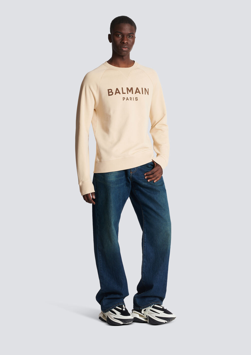 Shop Balmain Paris Printed Sweatshirt In Nude