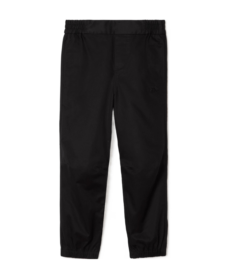 Burberry Boys Black Cotton Ekd Trousers In Black
