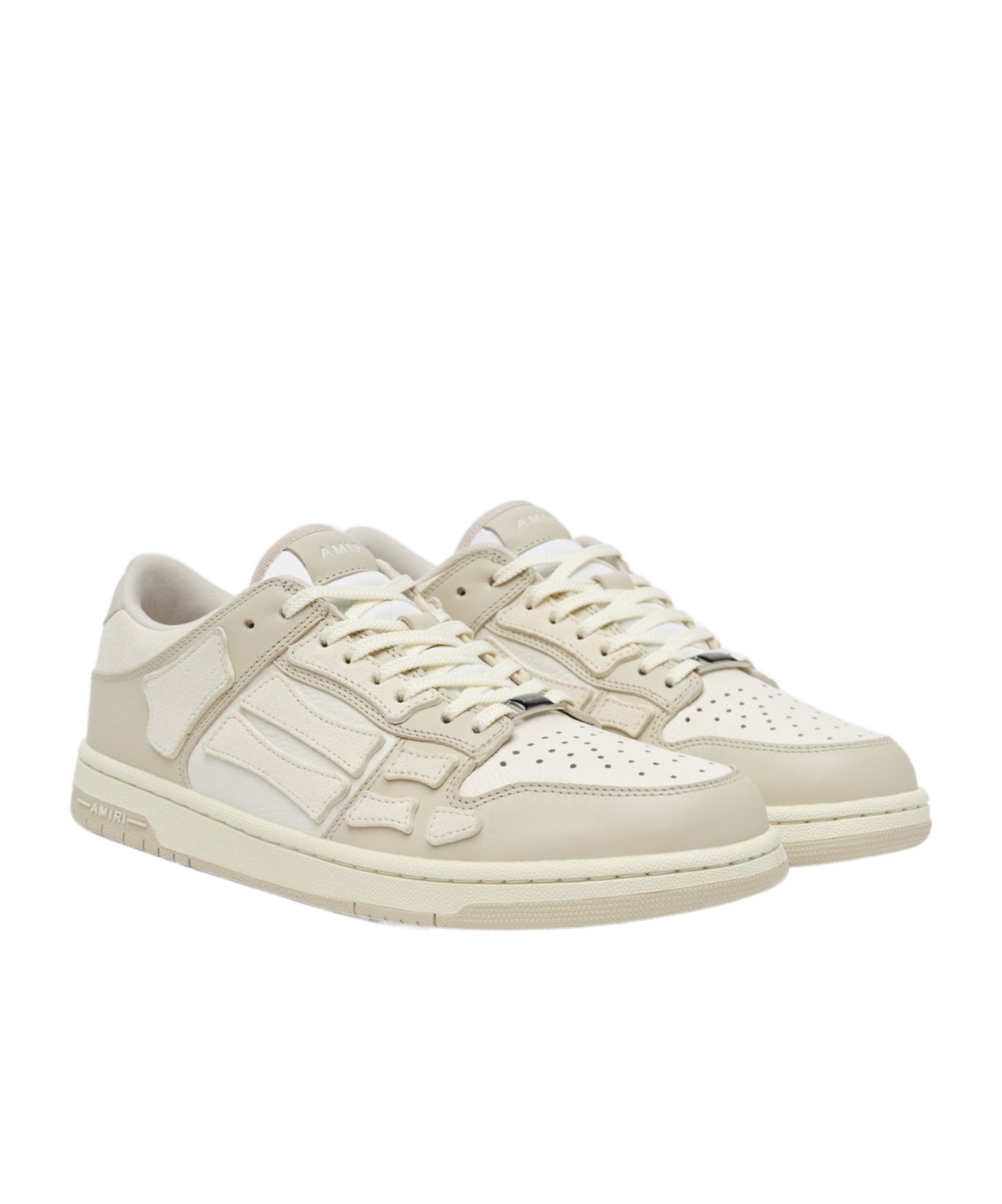 Amiri White & Beige Skel-top Low Sneakers In White