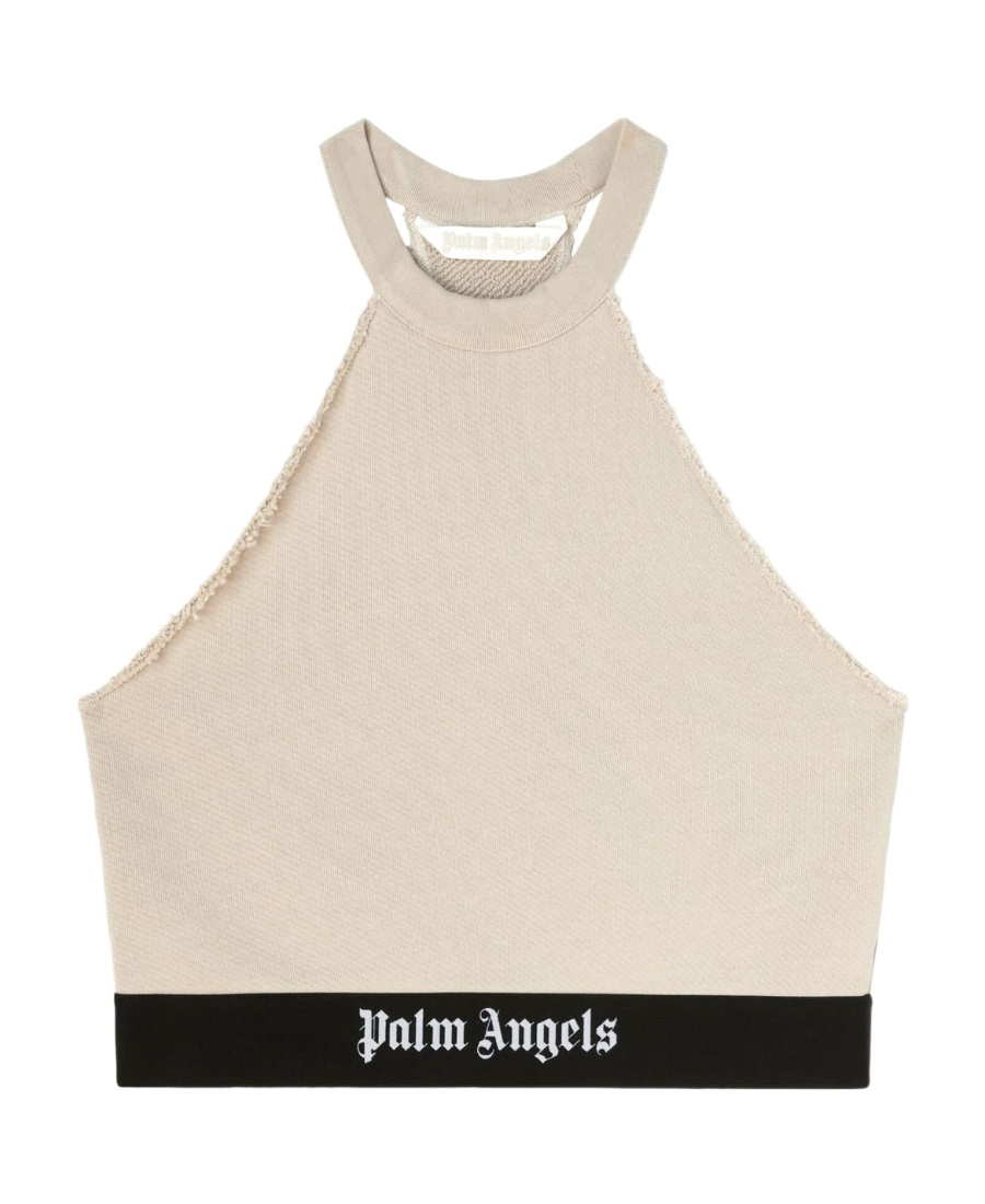 Palm Angels Logo-tape Halterneck Top In Nude