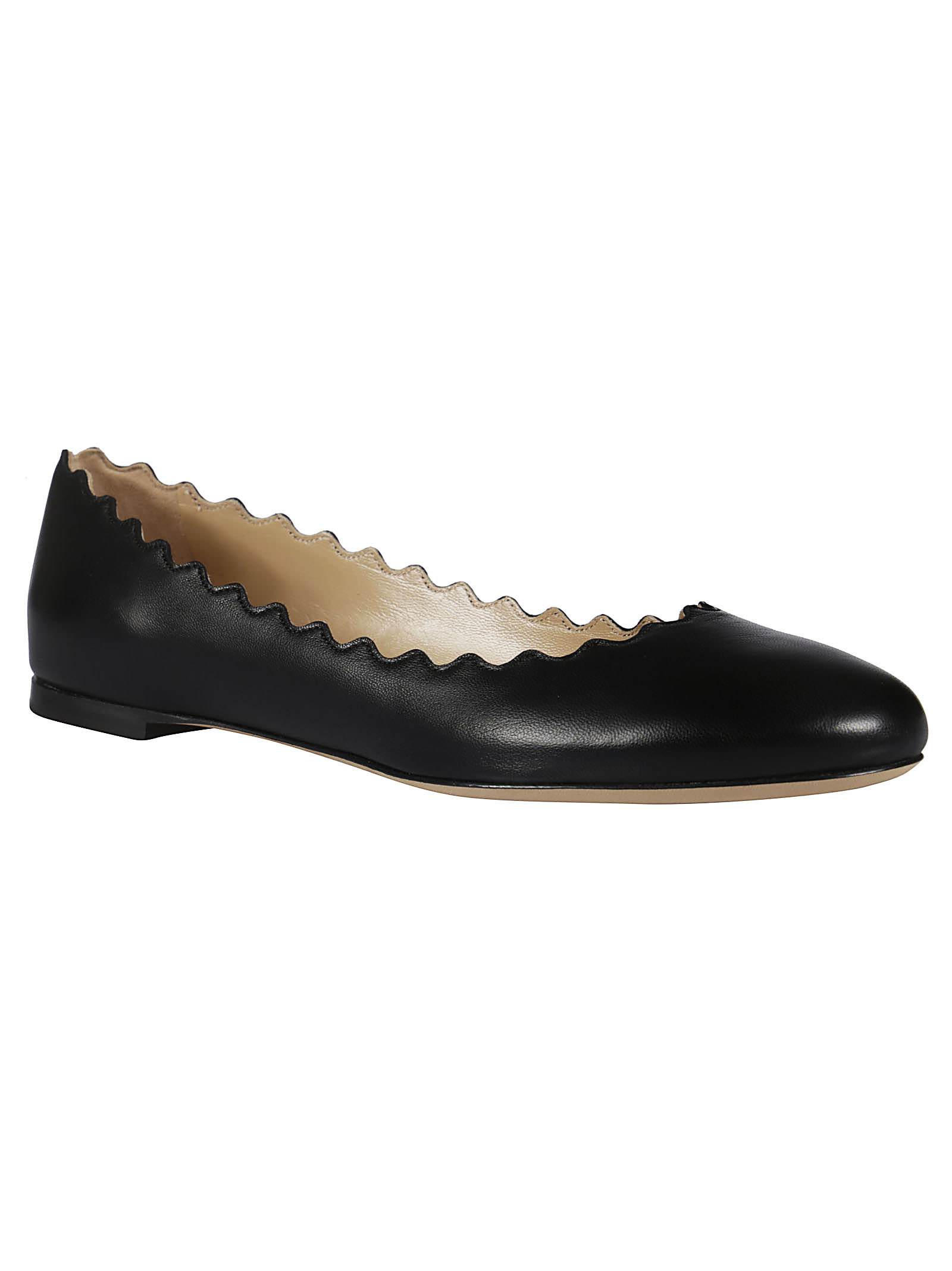 Shop Chloé Lauren Leather Ballerina Pumps In Black