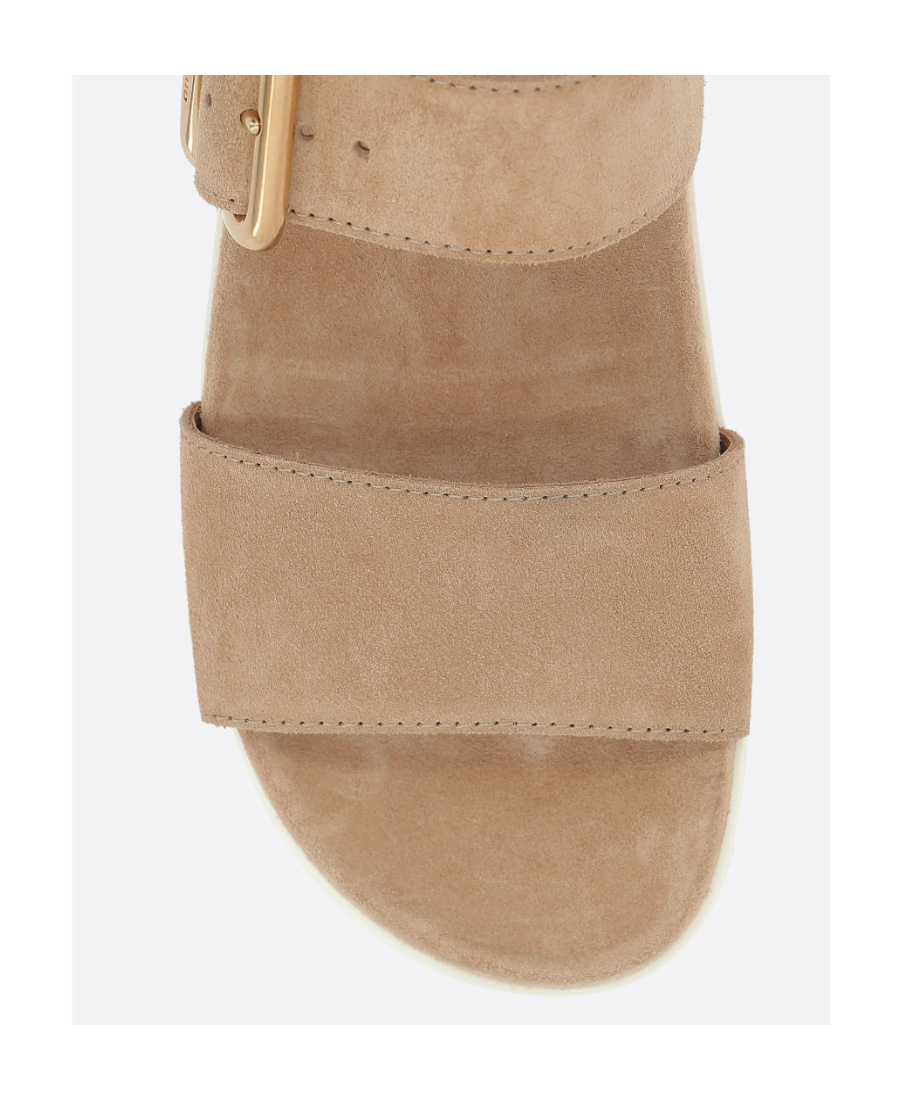 Miu Miu Buckled-strap Suede Sandals In Nude