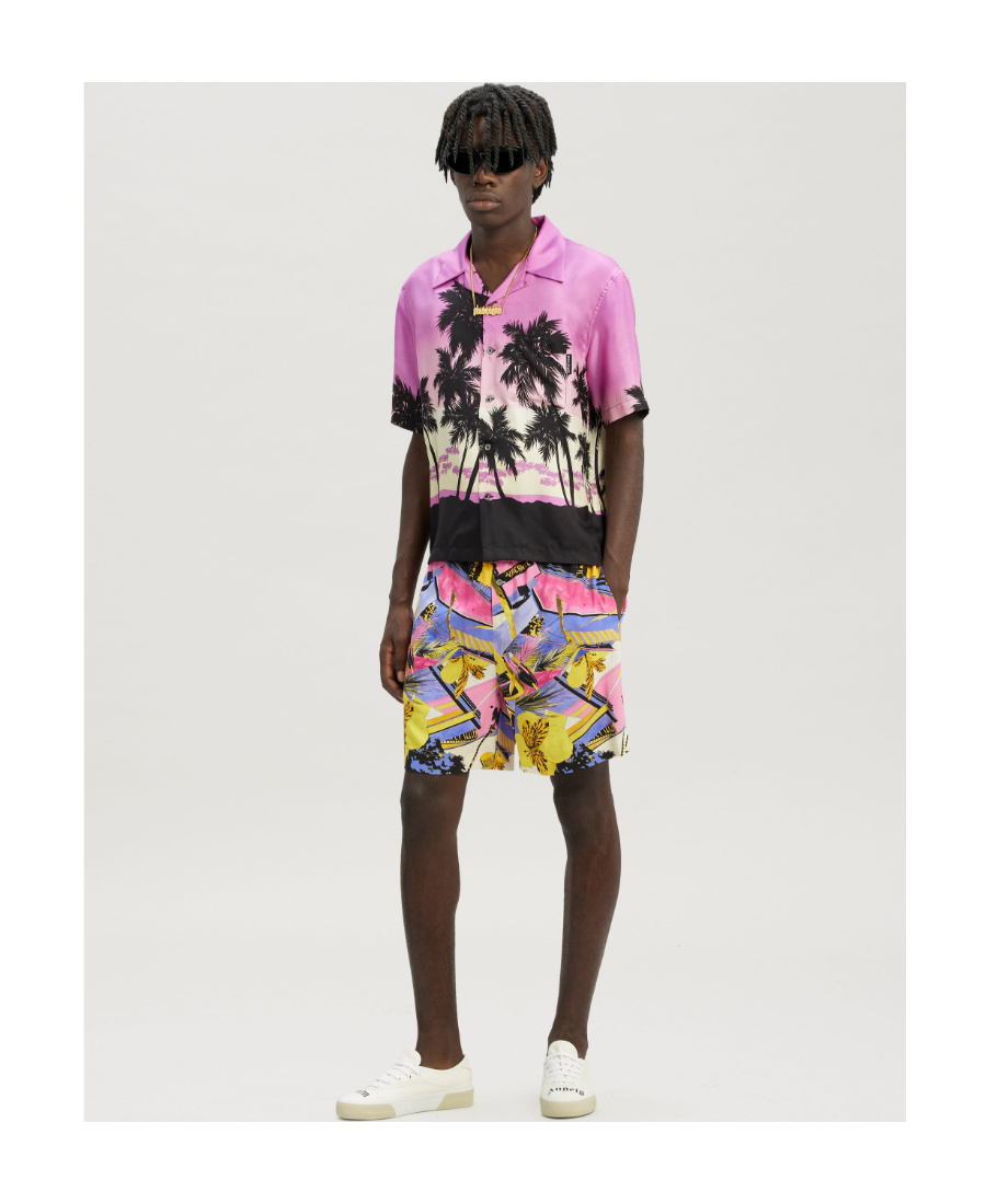Palm Angels Palm Sunset Printed Buttoned Shirt In Pink