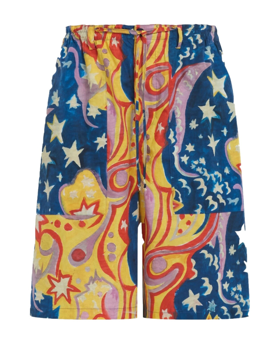Marni Graphic-print Drop-crotch Shorts In Blue