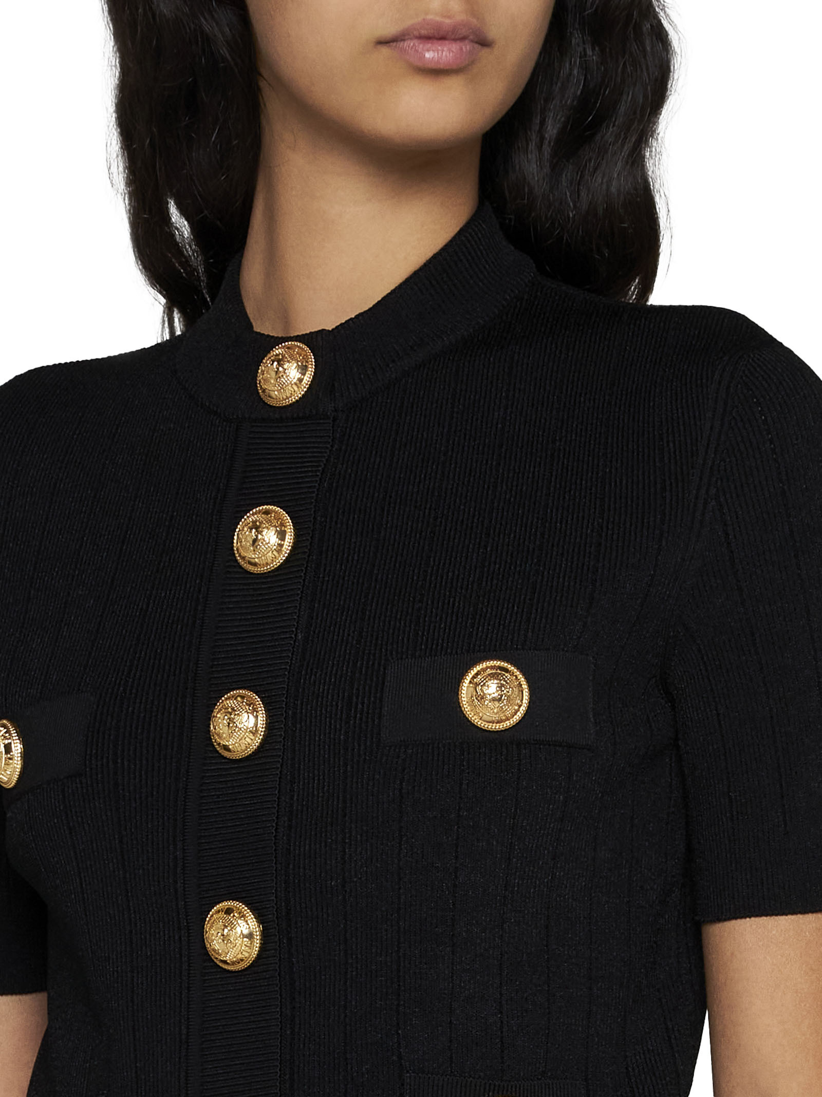 Shop Balmain 4-pocket Knitted Cardigan In Black