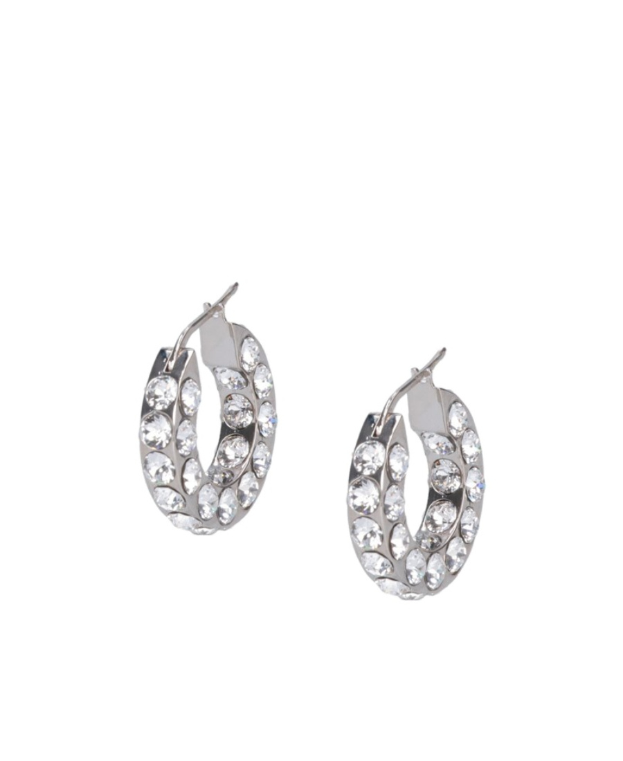 Amina Muaddi Crystal Decorated Ring Earrings In Gray