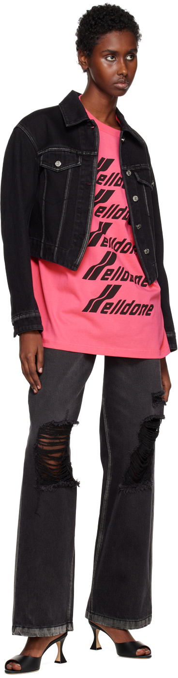 We11 Done V-shaped Denim Jacket In Black