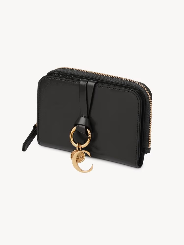 Chloé Alphabet Bifold Wallet In Shiny Leather In Black