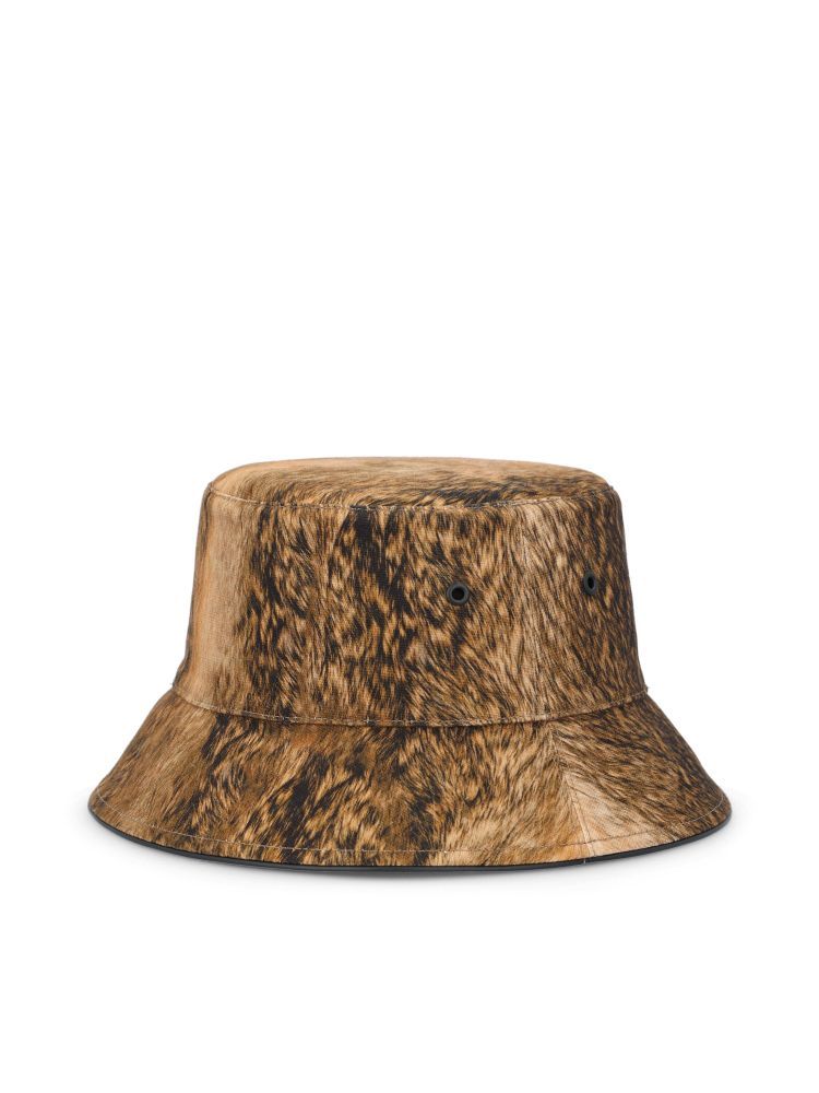 Burberry Fur Print Bucket Hat In Brown