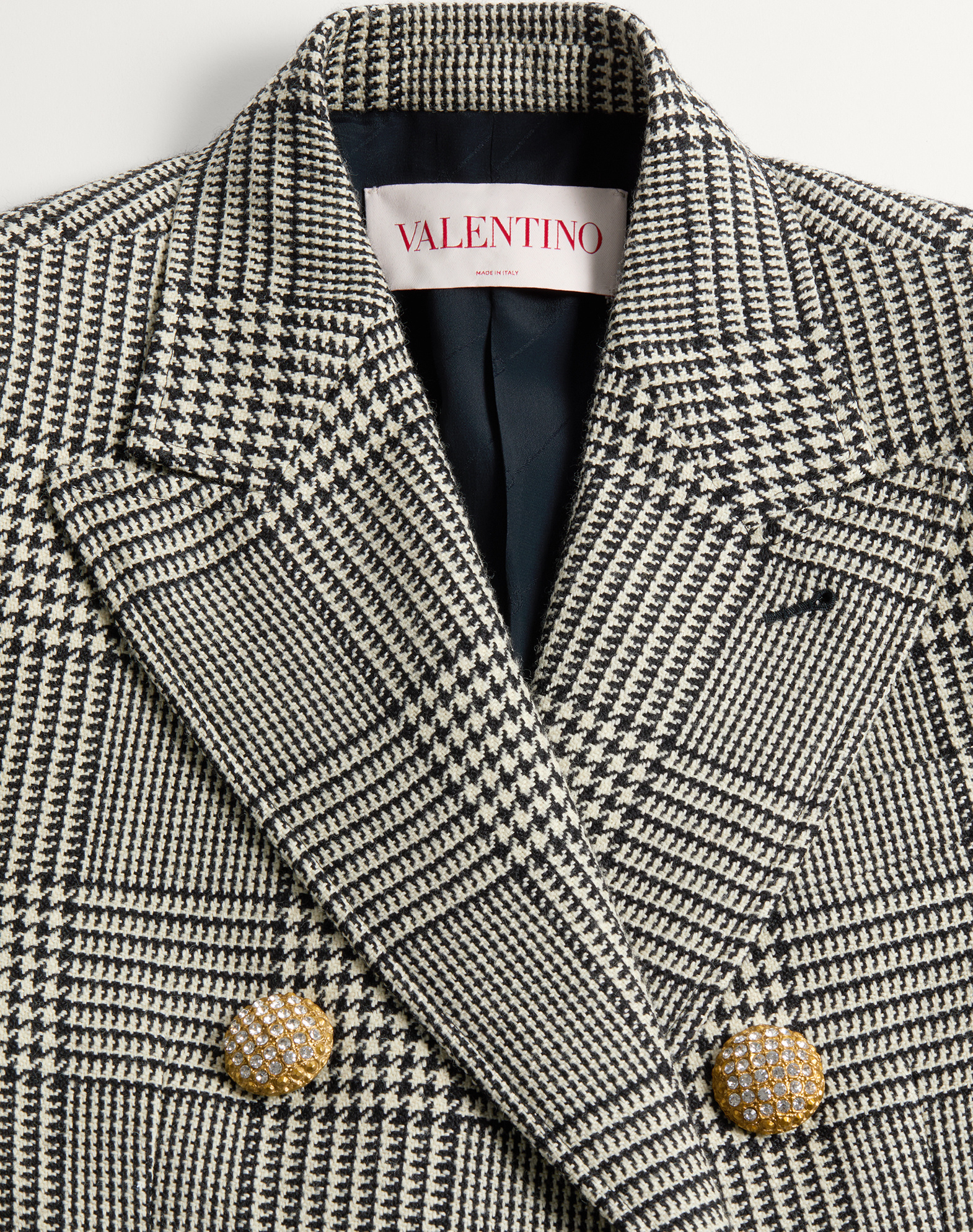 Shop Valentino Houndstooth Wool Coat In Gray