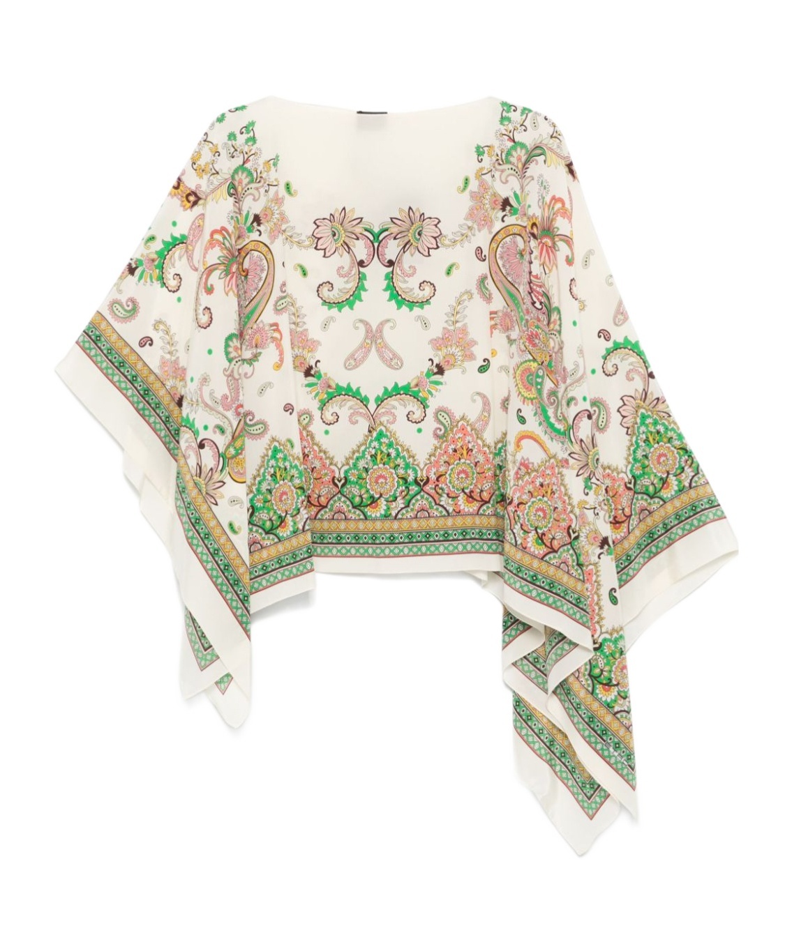Shop Etro Floral Paisley Silk Poncho In White