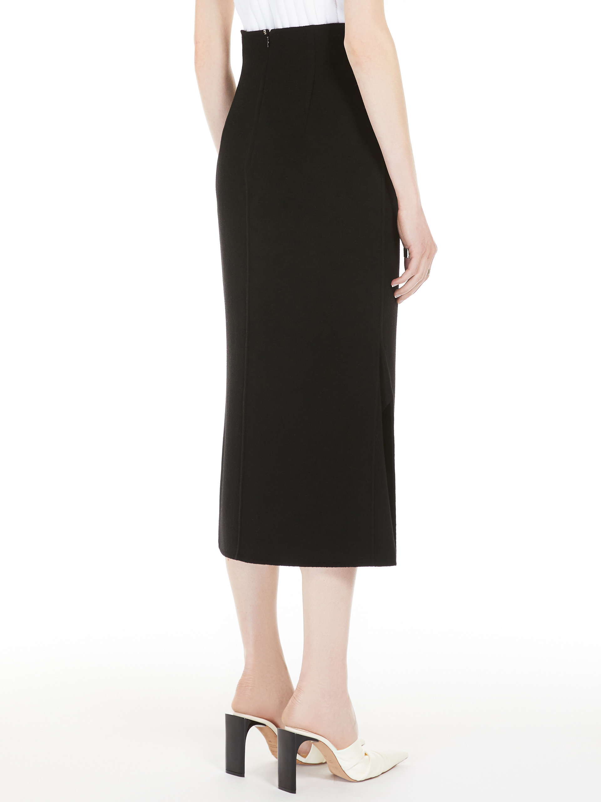 Shop Sportmax Long Skirt With Slits In Black