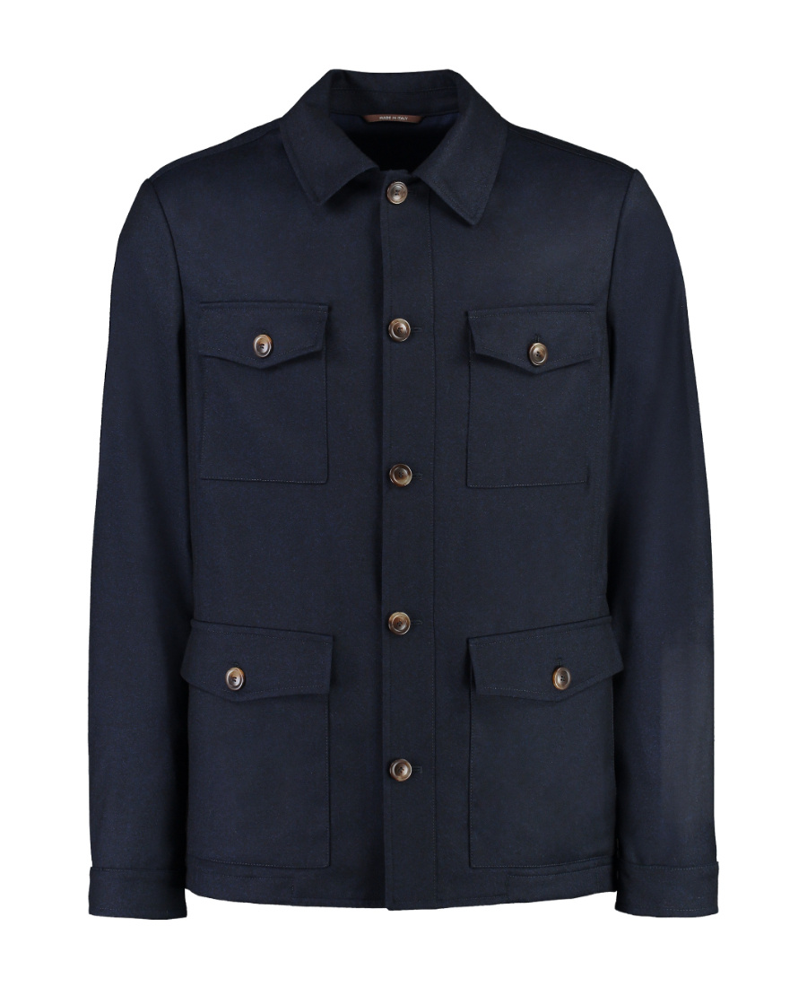 Canali Button-fastening Flap-pockets Jacket In Blue