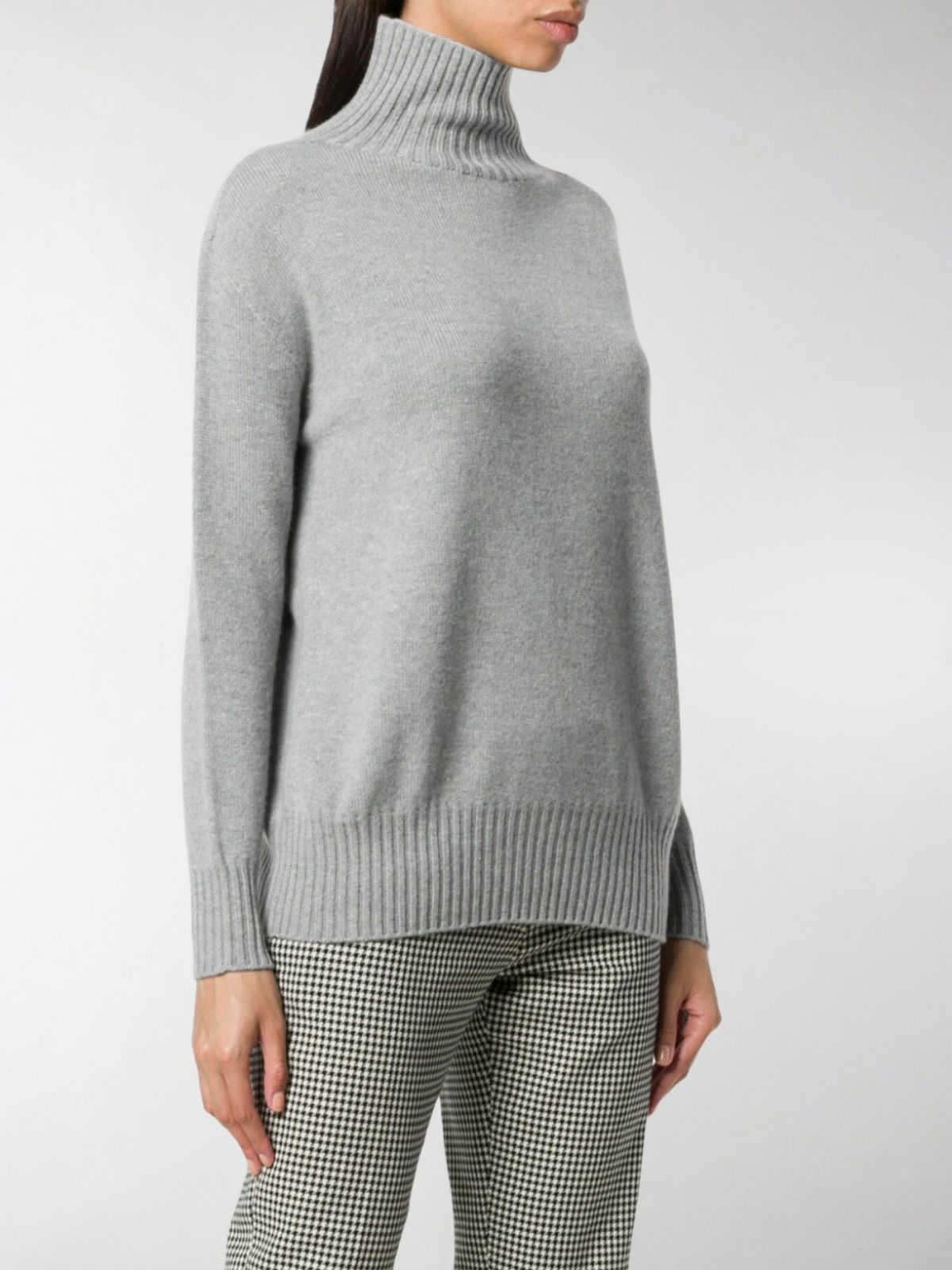 Max Mara Cashmere Polo-neck Sweater In Gray