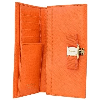 Ferragamo Logo Details Wallet In Orange