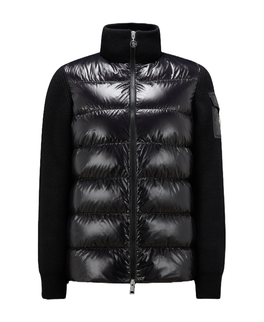 Moncler Black Padded Down Cardigan In Black