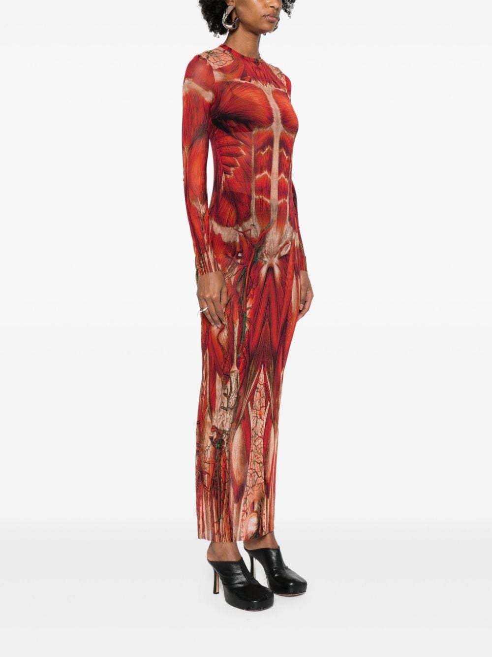 Shop Jean Paul Gaultier Écorché-print Tulle Maxi Dress In Pink