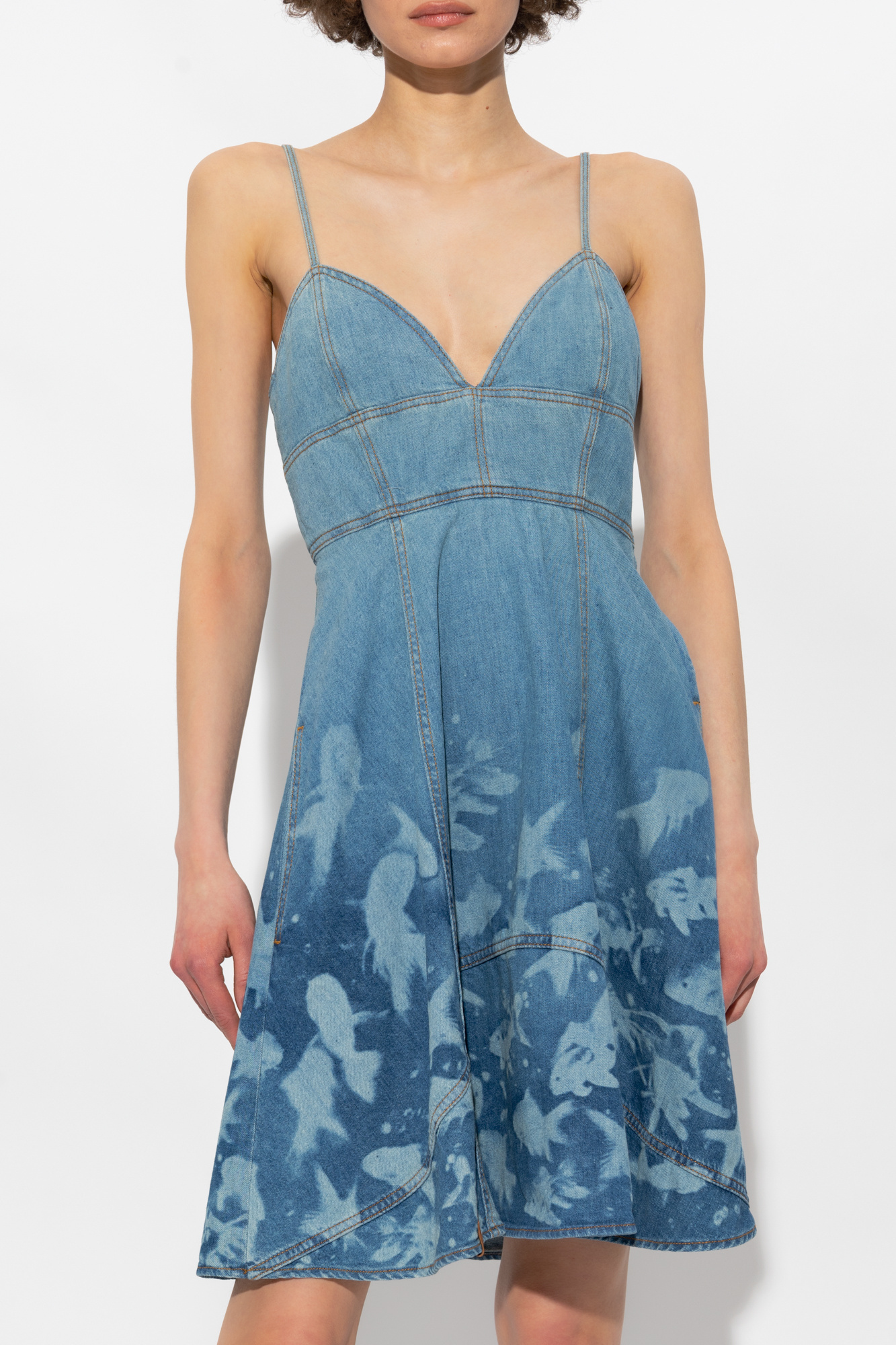 Loewe Fish Strappy Dress In Denim