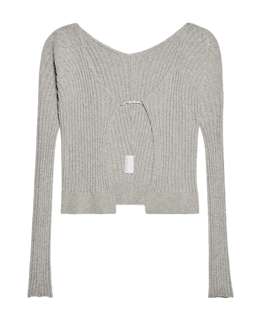 Jacquemus Pralu Glitter Cardigan In Gray