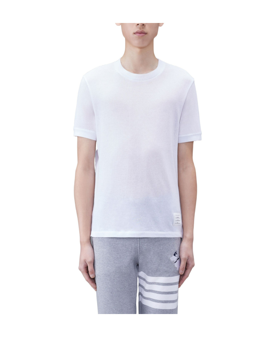 THOM BROWNE THOM BROWNE STRIPE DETAILED CREWNECK T-SHIRT