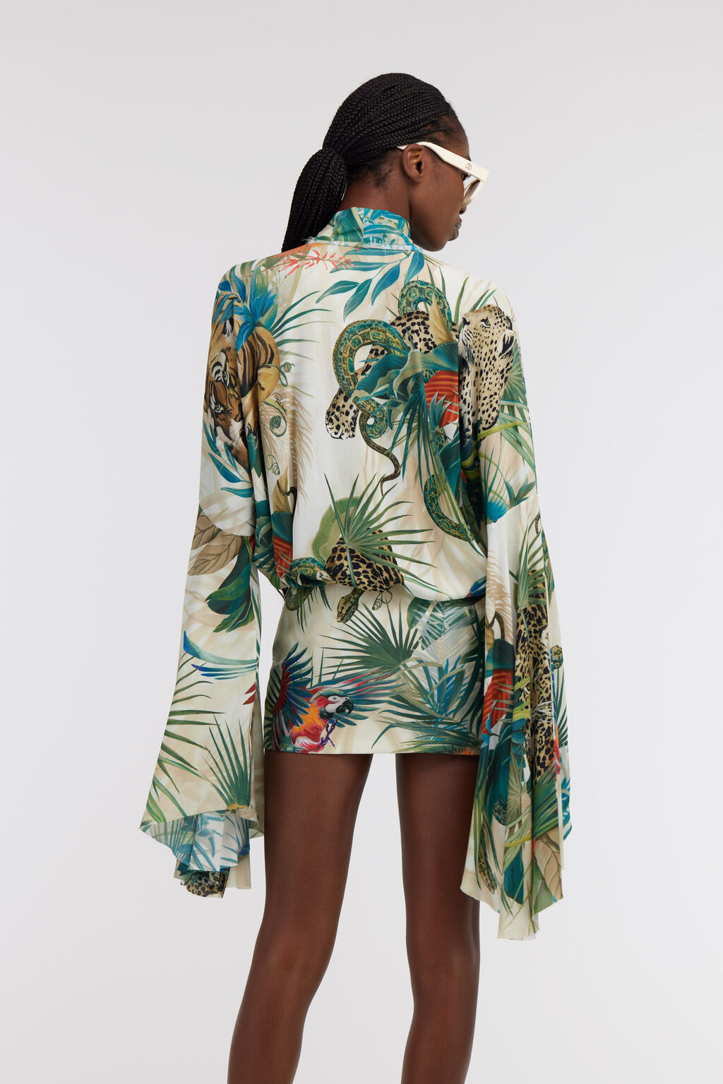 Shop Roberto Cavalli Jungle Print Viscose Blouse In Green