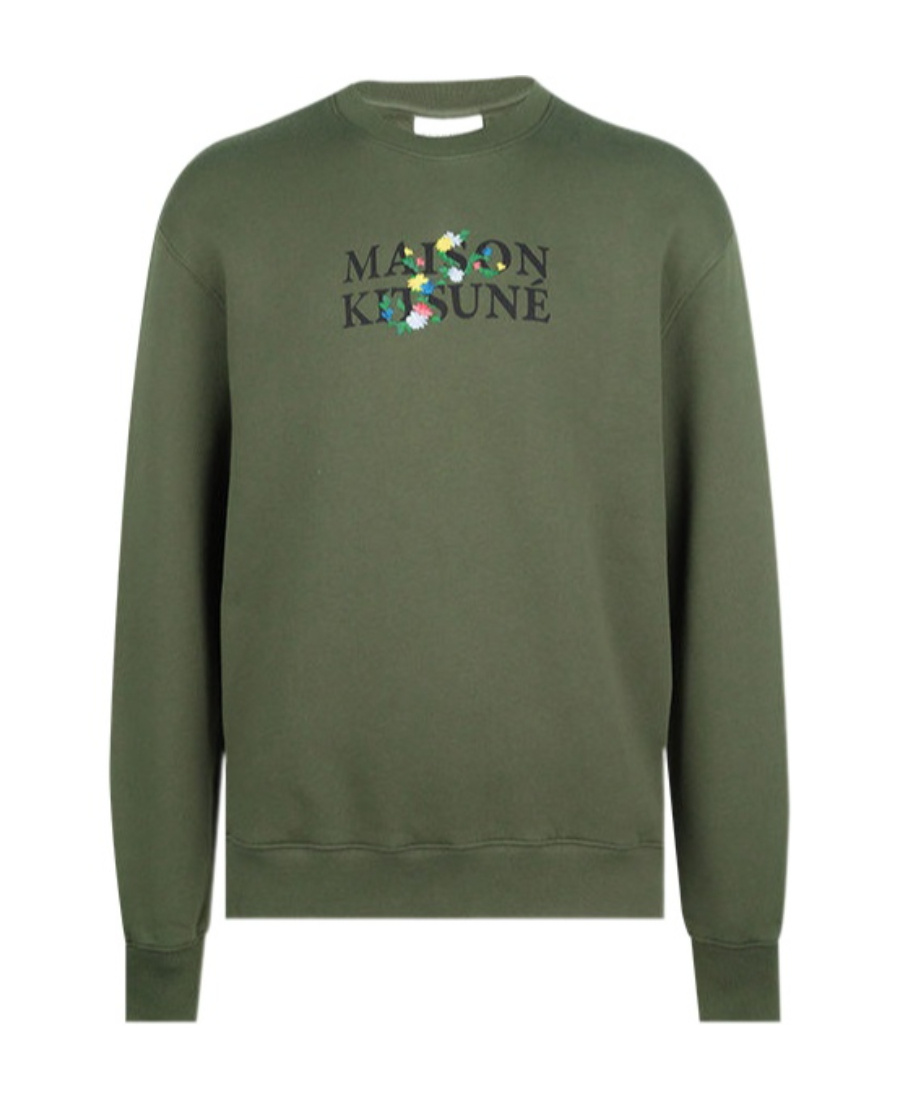 Maison Kitsuné Man Sweatshirt Military Green Size M Cotton In Green