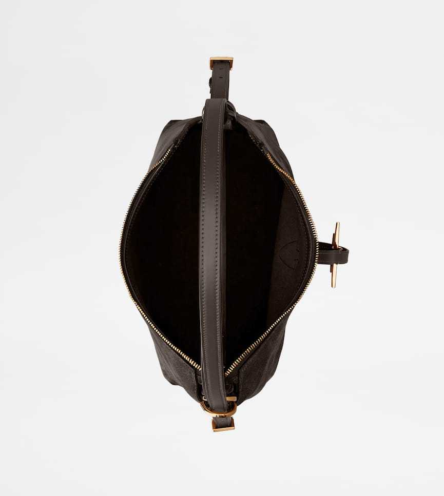 Tod's T Timeless Shoulder Bag In Suede Small In Brown