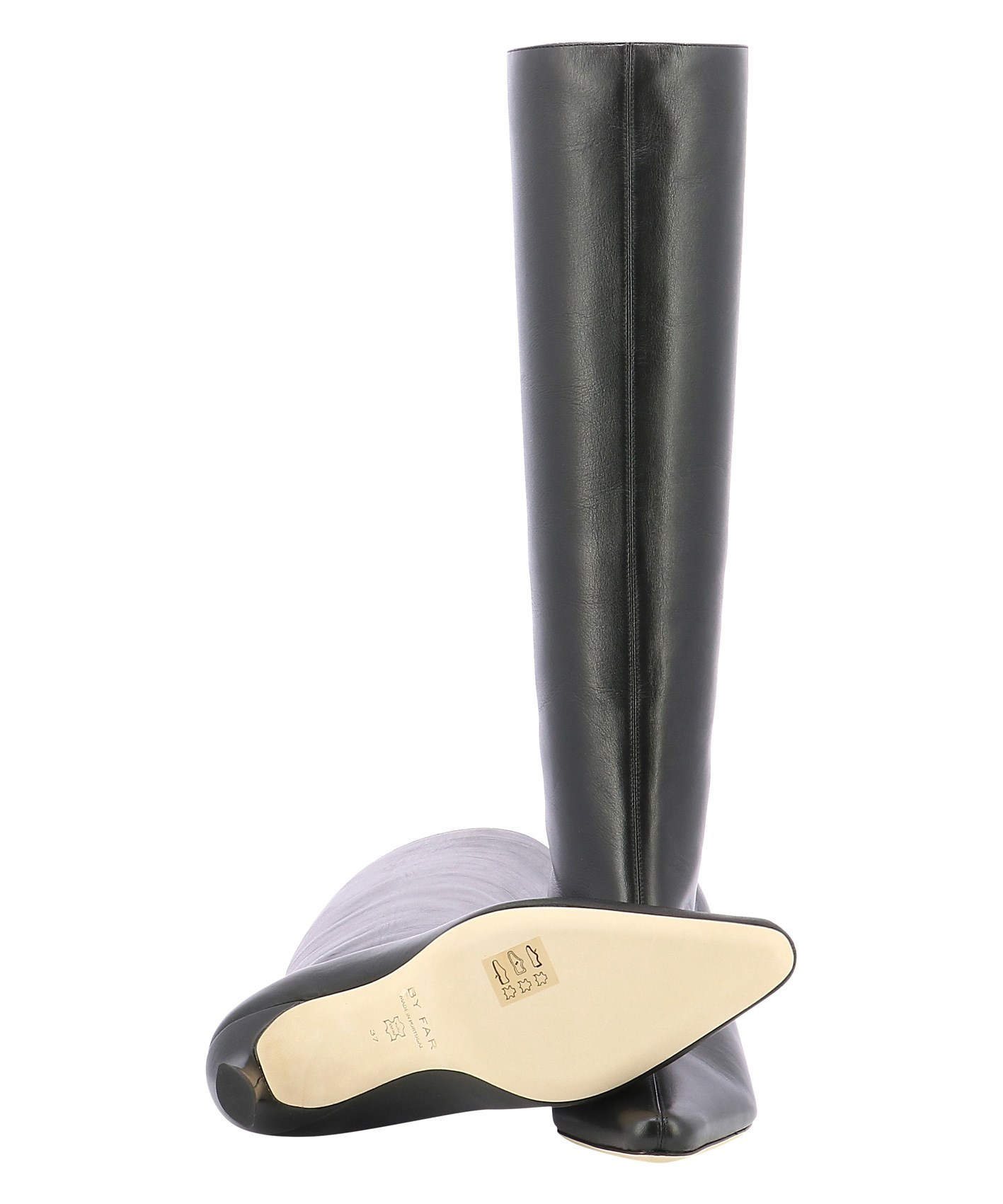 By Far Pointy Design And Knee Boots In Black