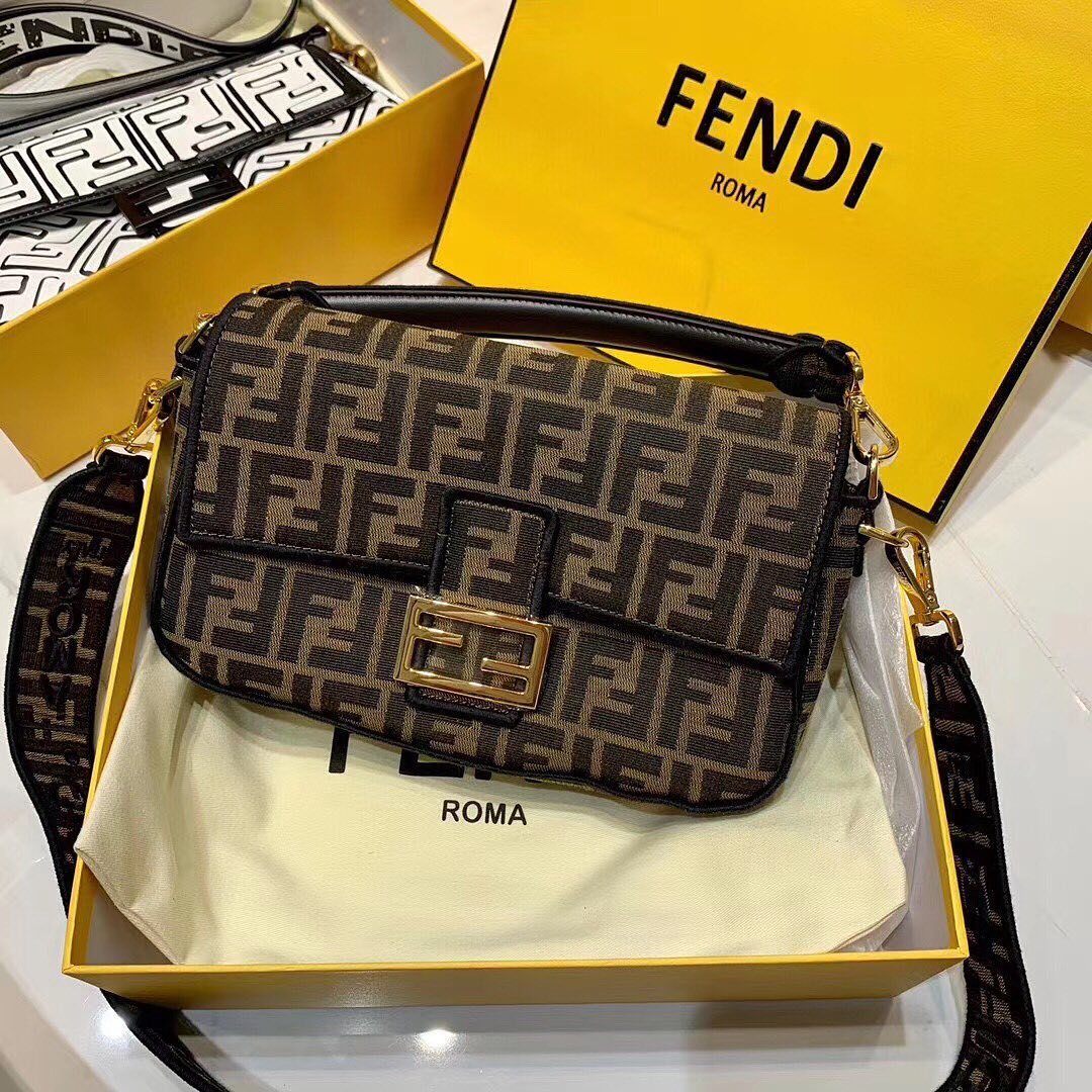 Fendi Ff Baguette Medium Shoulder Bag In Brown