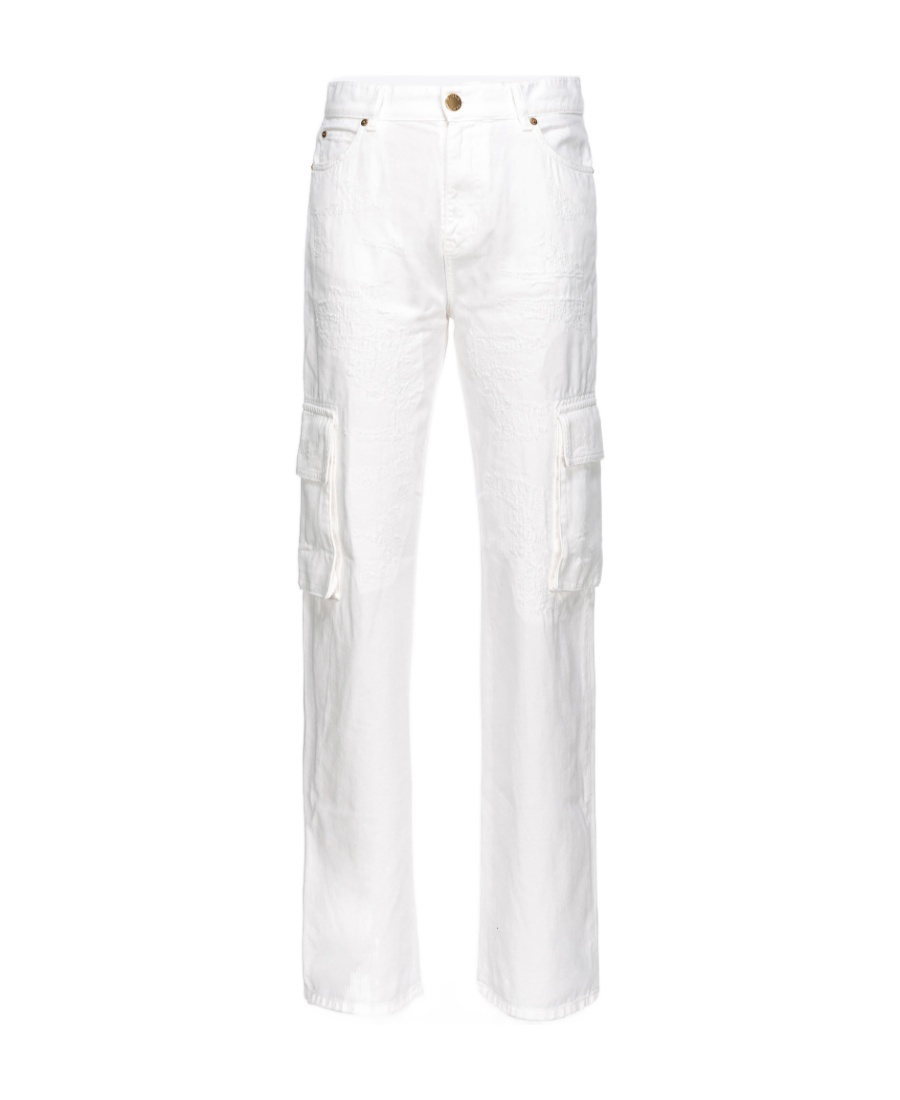 Pinko High-rise Straight-leg Cargo Jeans In White