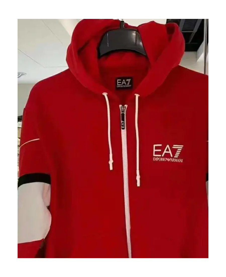 Ea7 Logo Details Casual Jacket In Red
