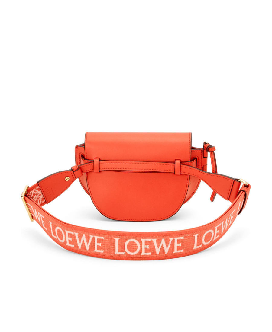 Loewe Mini Gate Dual Bag In Soft Calfskin And Jacquard In Orange