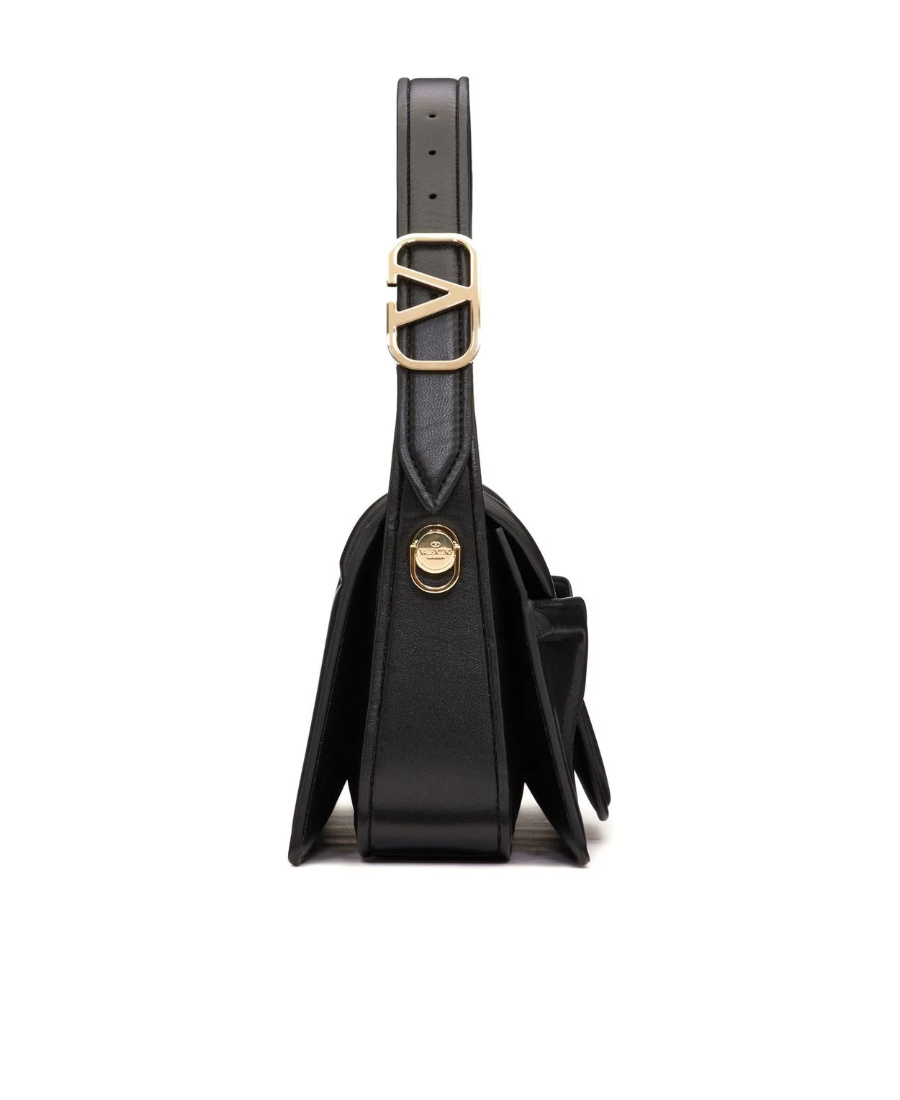 Valentino Sculpture Leather Shoulder Bag In Black
